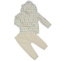 H33571:  Baby Unisex Fairisle Hooded Plush Fleece Top & Jog Pant Set (6-24 Months)